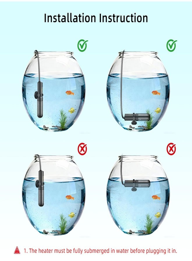 HiTauing Small Aquarium Heater 25W, Constant Temperature 78℉ Fish Tank Heater with Digital Thermometer, Submersible Betta/Turtle Tank Heater for Freshwater and Saltwater Tanks - Image 5